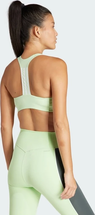 adidas Powerimpact Training Medium-Support 3-Streifen Sport-BH semi green spark (Damen)