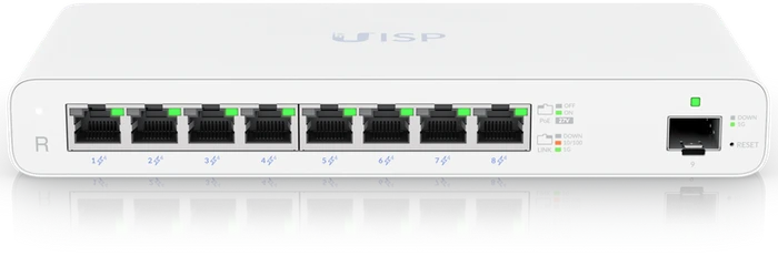 Ubiquiti UISP Router Desktop Gigabit Router, 8x RJ-45, 1x SFP, 110W passiv PoE