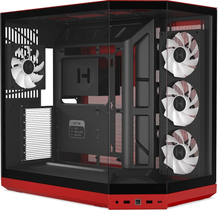 Hyte Y50 Black Cherry, rot/schwarz, Glasfenster
