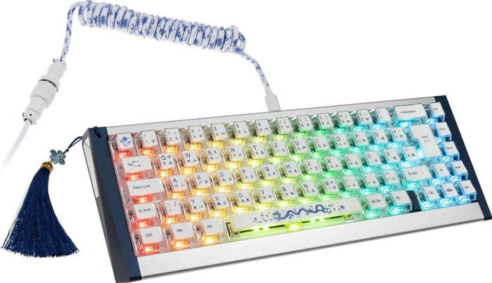Ducky Year of the Dragon 2024, 65% Layout, weiß/blau, hot-swap, MX2A RGB PURPLE, USB, ND