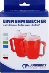 Dr. Junghans Medical Einnehmebecher mit 2 Griffen und 2x Deckel 4+12mm milchig, 250ml