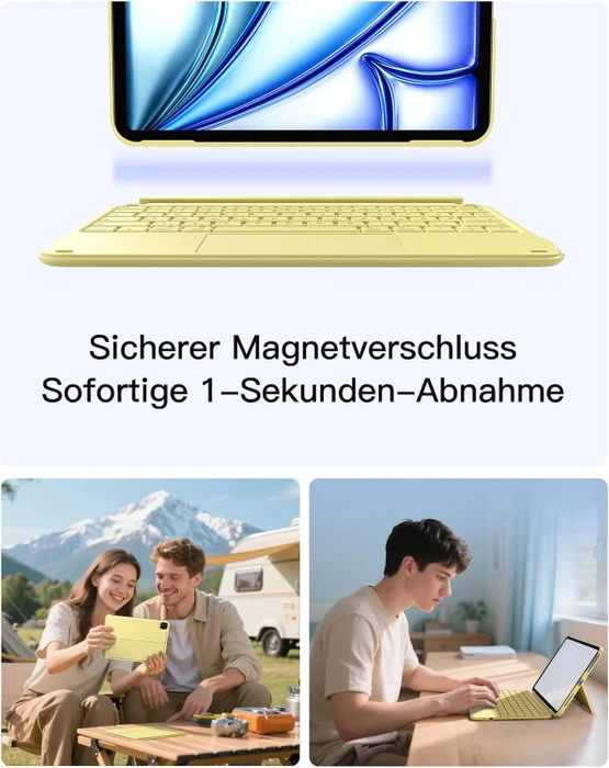 Inateck ACE Touch Ultraleicht Tastatur für iPad 10/iPad 11 A16, iPad Air 11" M2/M3, iPad Pro 11", gelb, DE