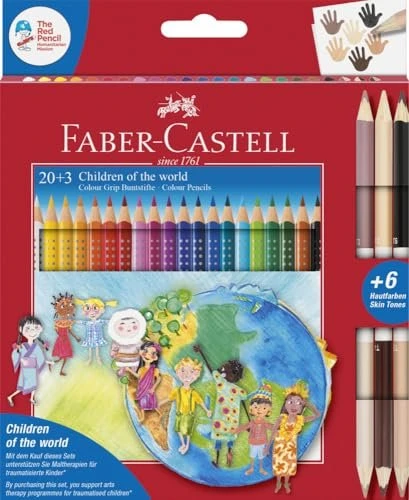 Faber-Castell Children of the World Colour Grip Buntstift sortiert, Kartonetui, 23er-Set