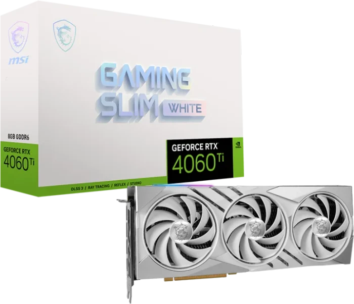 MSI GeForce RTX 4060 Ti Gaming Slim White 8G, 8GB GDDR6, HDMI, 3x DP