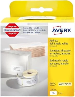 Avery-Zweckform Endlosetiketten, 54x25mm, weiß, 1er-Pack (500 Etiketten)