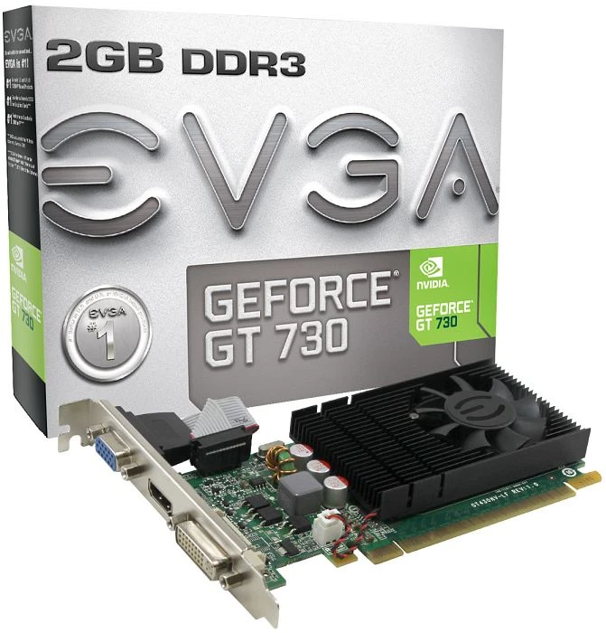 EVGA GeForce GT 730 low profile, 2GB DDR3, VGA, DVI, HDMI