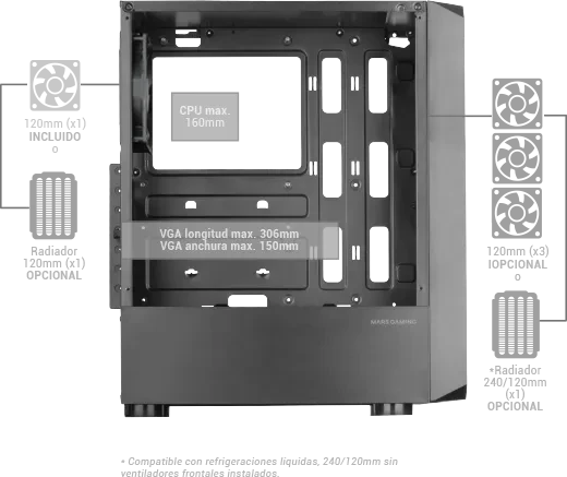 Mars Gaming MC-2000 Black, Glasfenster