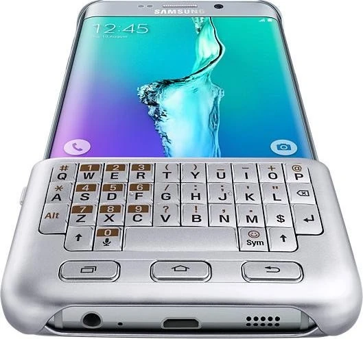 Samsung Keyboard Cover QWERTZ für Galaxy S6 Edge+ silber