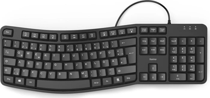 Hama EKC-400 Ergonomische Tastatur mit Handballenauflage, schwarz, USB, DE