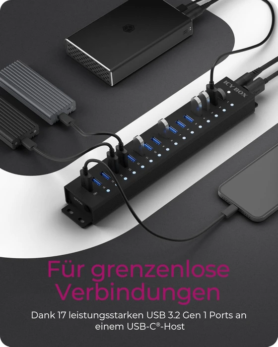 RaidSonic Icy Box IB-HUB1717-U3, USB-B 3.0 [Buchse]