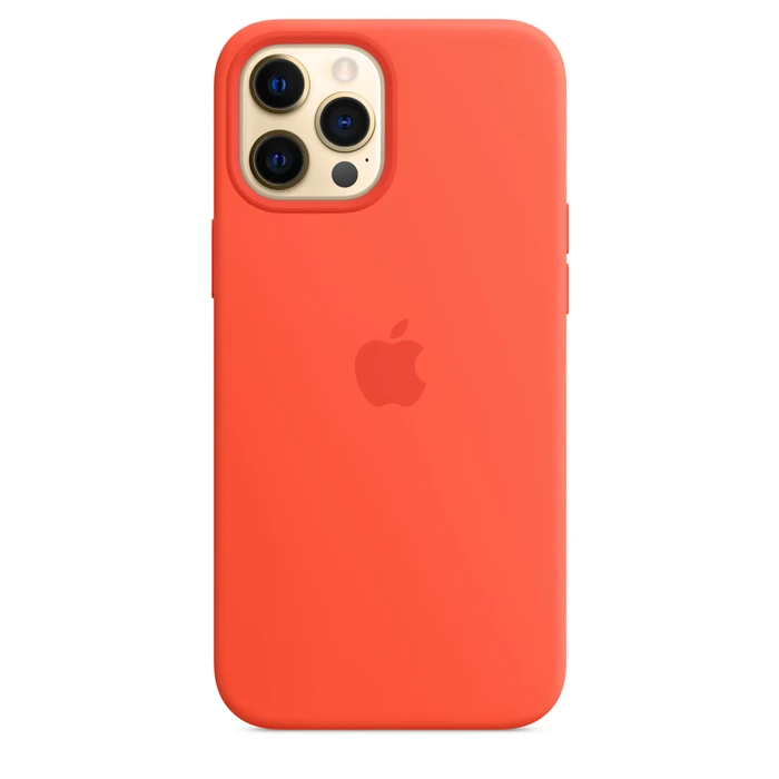 Apple Silikon Case mit MagSafe für iPhone 12 Pro Max leuchtorange