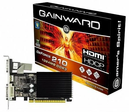 Gainward GeForce 210 passiv, 1GB DDR3, VGA, DVI, HDMI