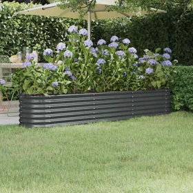 vidaXL Stahl Hochbeet oval 224x40cm anthrazit