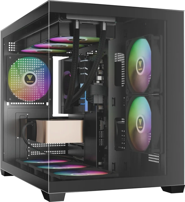 Gamdias AURA GC10M ARGB, schwarz, Glasfenster