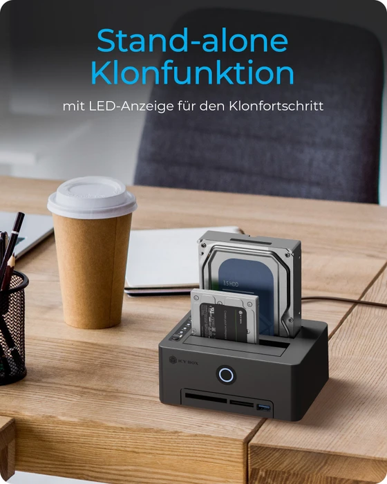 RaidSonic Icy Box Docking- und Klonstation mit Kartenleser IB-1233CL-CR, USB-B 3.0