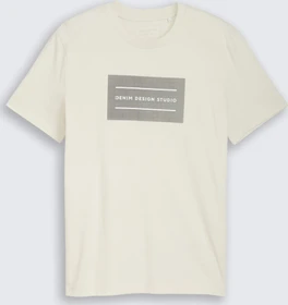 Tom Tailor Basic mit Logo-Print T-Shirt kurzarm natural white (Herren)