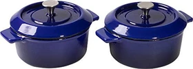Woll Iron Guss-Mini-Kasserolle mit Deckel 10cm blau, 2 Stück