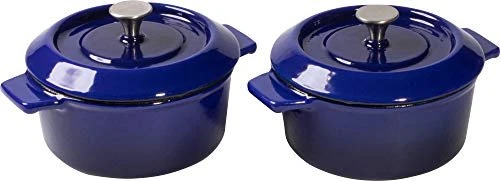 Woll Iron Guss-Mini-Kasserolle mit Deckel 10cm blau, 2 Stück