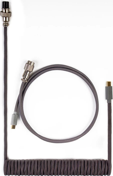 Keychron Coiled Aviator Cable, Tastaturkabel (Spiral-Textilkabel), 1.36m, grau