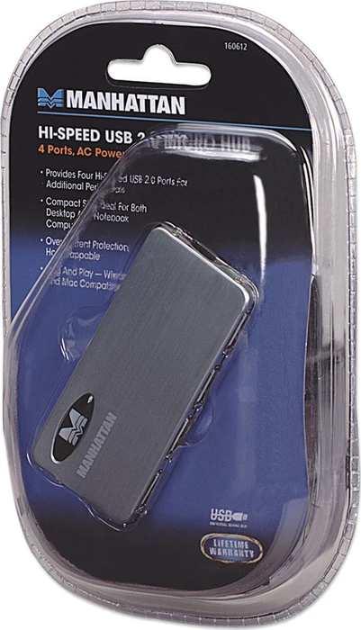 Manhattan Micro USB-Hub, 4x USB-A 2.0, USB 2.0 Mini-B [Buchse]