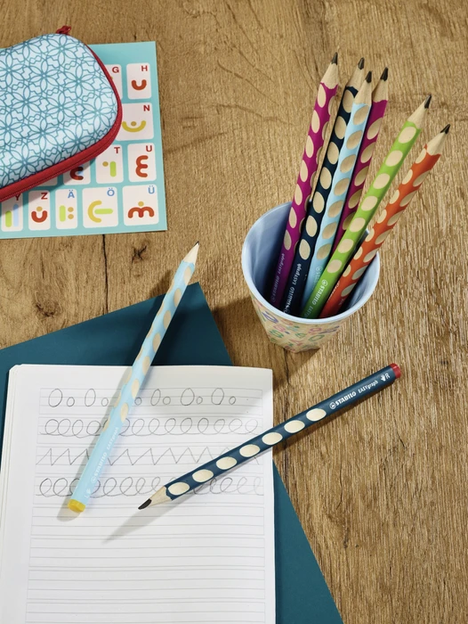 STABILO EASYgraph Bleistift HB graphit, Pastell Blau, 2er-Pack