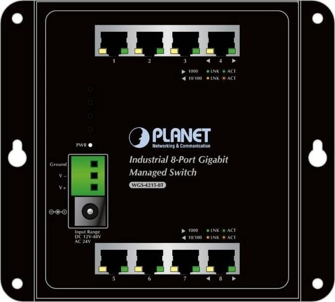 Planet WGS-4215-8T Industrial Wallmount Gigabit Managed Switch, 8x RJ-45