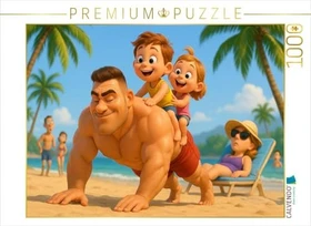 Calvendo Kurze Übungen am Strand - Bodybuilder mit Familie