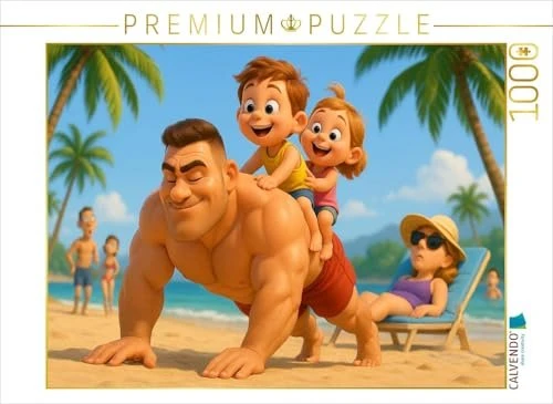 Calvendo Kurze Übungen am Strand - Bodybuilder mit Familie