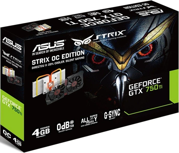 ASUS Strix GeForce GTX 750 Ti OC, STRIX-GTX750Ti-DC2OC-4GD5, 4GB GDDR5, DVI, HDMI, DP