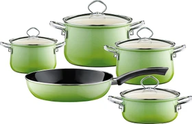 Riess Emaille Nouvelle Kochgeschirr-Set smaragd, 5-tlg.