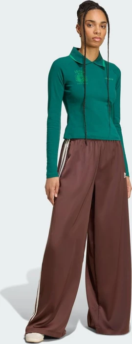 adidas Adicolor Satin Wide Leg Trainingshose lang auburn/cream white (Damen)
