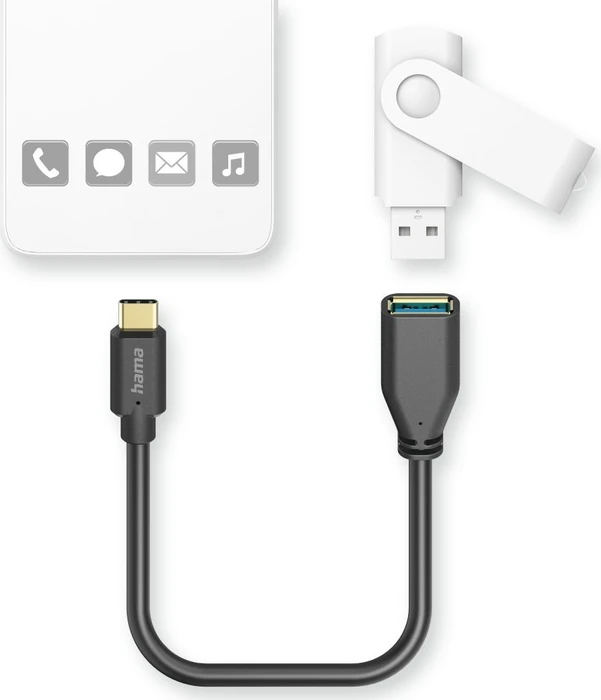 Hama USB-Adapterkabel OTG USB-C-Stecker - USB-A-Buchse 15cm schwarz