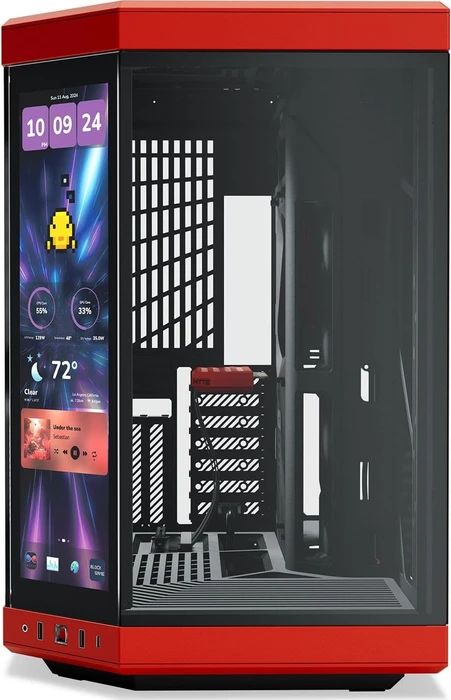 Hyte Y70 Touch Infinite Black Cherry, rot/schwarz, Display der 3. Generation, Glasfenster