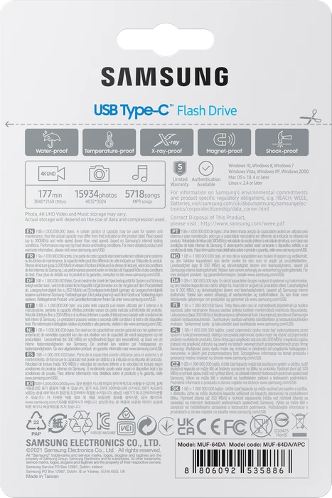 Samsung USB Flash Drive Type-C 64GB blau, USB-C, USB 3.2 Gen 1×1