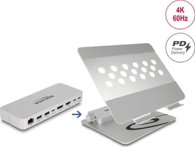 DeLOCK Tablet und Notebook Ständer mit integrierter Dockingstation, USB-C 3.0 [Buchse] (18442)