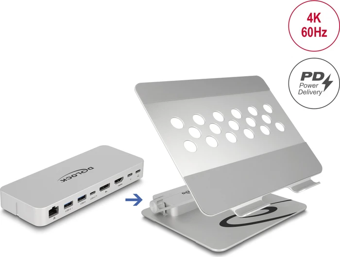 DeLOCK Tablet und Notebook Ständer mit integrierter Dockingstation, USB-C 3.0 [Buchse]