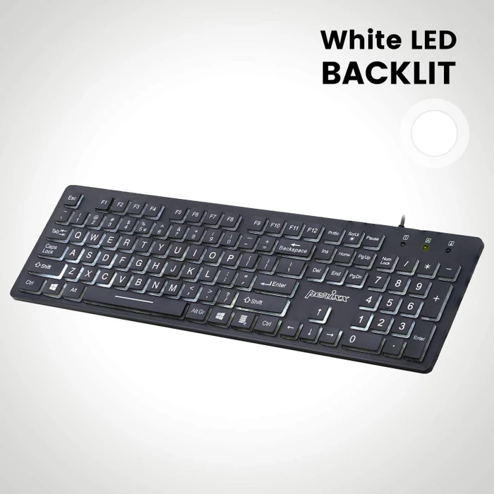 Perixx Periboard-317, schwarz, LEDs weiß, USB, US