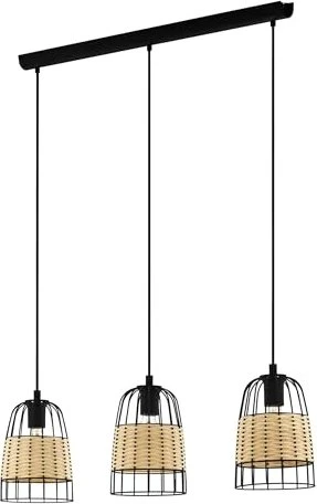 Eglo Anwick Pendelleuchte 3-flammig schwarz/natur