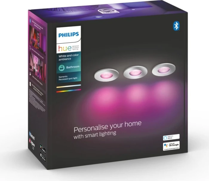 Philips Hue White and Color Ambiance Xamento Einbauleuchte rund weiß, 3 Stück