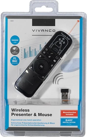 Vivanco IT-WLPRES Wireless Presenter & Mouse schwarz, USB-A