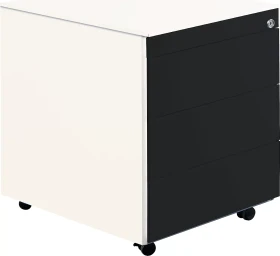 mauser Rollcontainer line, 1x Utensilienauszug, 3x Materialschublade, reinweiß/anthrazitgrau