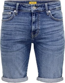 ONLY & SONS Slim Mid Ply Shorts Jeans dark blue denim (Herren)