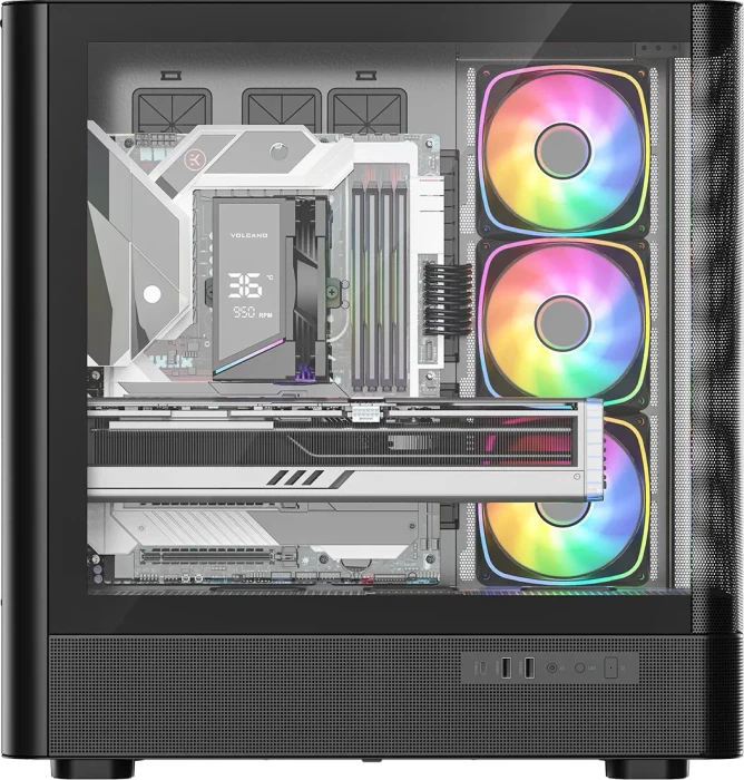 Modecom Volcano AQ500 ARGB Black, Glasfenster
