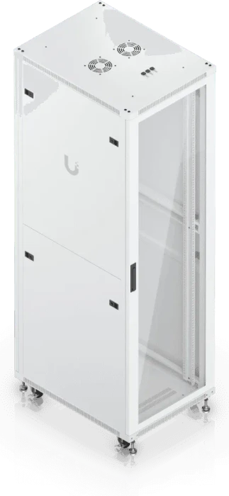 Ubiquiti 42U Rack Cabinet, 19" Rackschrank 42HE, mit Rollen, Glastür, weiß, 800mm tief