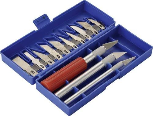 Basetech Comfortline Skalpell-Set 16-teilig, beidhändig, rot/silber (482781)