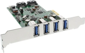 InLine Schnittstellenkarte, 4x USB-A 3.0/2x SATA 6Gb/s, PCIe 2.0 x1 (76664C)