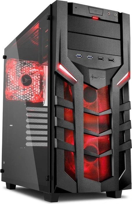 Sharkoon DG7000-G rot, Glasfenster