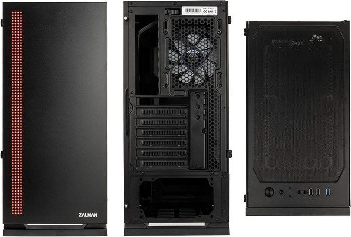 Zalman S5, schwarz, Glasfenster