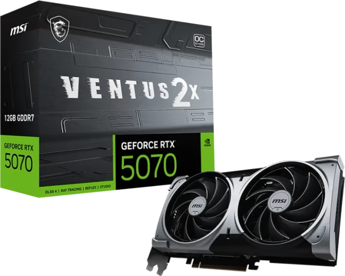 MSI GeForce RTX 5070 12G Ventus 2X OC, G5070-12V2C, 12GB GDDR7, HDMI, 3x DP