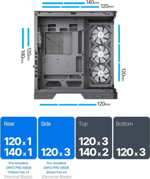 DarkFlash DY570 Black, Glasfenster